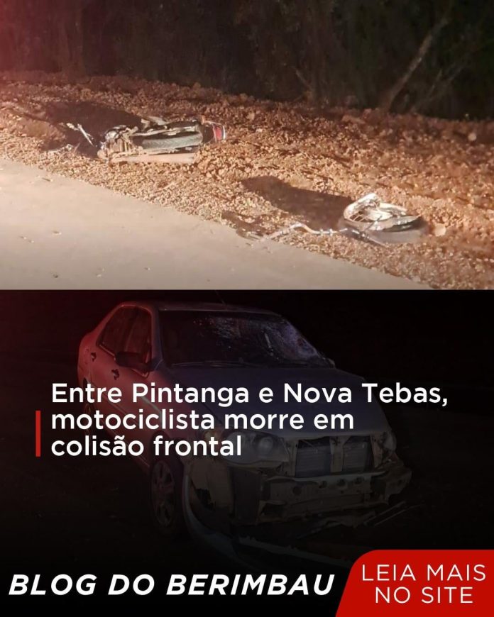 Entre Pitanga e Nova Tebas, motociclista morre em colisão frontal